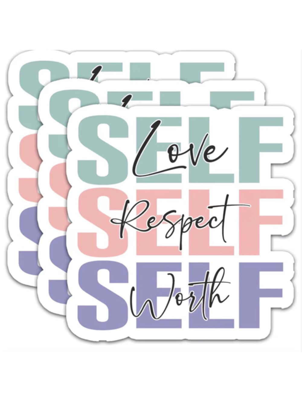 NEW Set of 3 Self Love Sticker Waterproof Tumbler Laptop 3”x2.8”